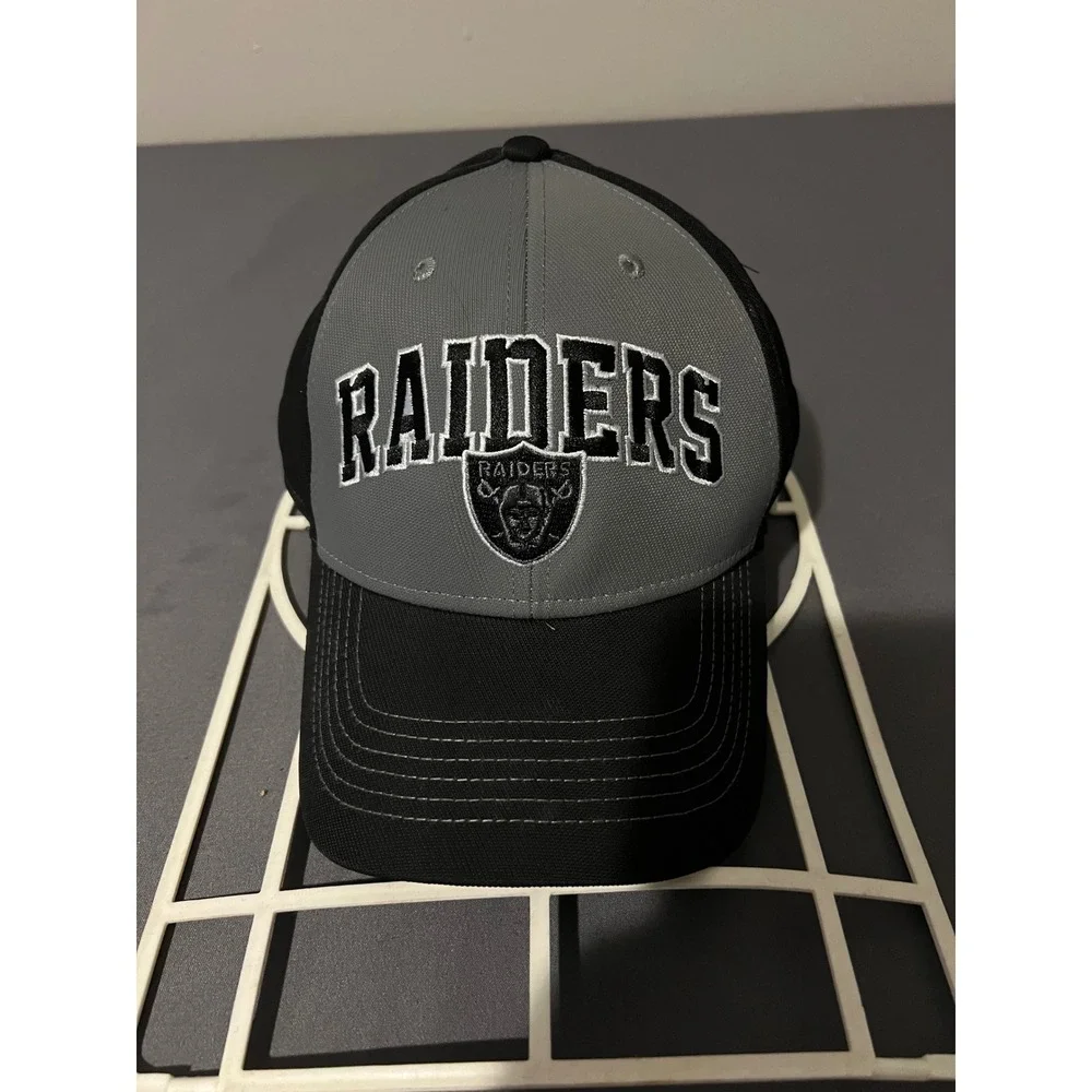NFL Team Apparel Las Vegas Raiders Hat Black Gray Adjustable Baseball Cap‎ OSFM